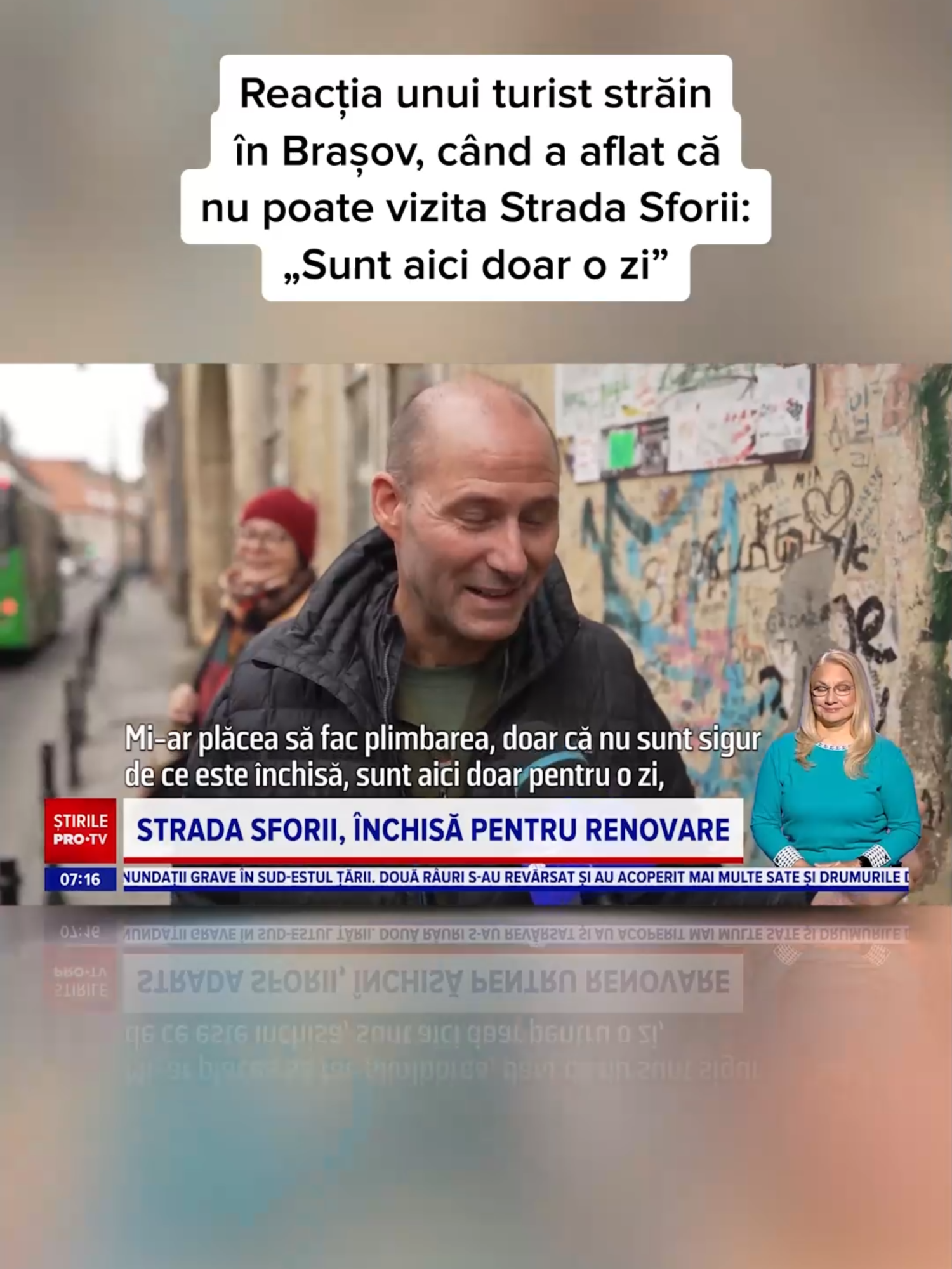 Strada Sforii din Brașov, a treia cea mai îngustă din Europa, a fost închisă temporar, pentru renovare. Pereții laterali au fost vandalizați și, în plus, a început să cadă tencuiala. Turiștii vor fi nevoiți să admire străduța de la intrare. #news #stirileprotvdeastazi #protv #protvromania #stiri