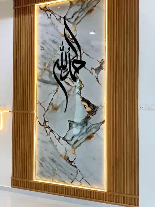 perfect combination fluted+marble+khat+led . terus nampak wowww ya dinding . jom booking slot untuk december 😍😍 #homedecor #flutedpanel 