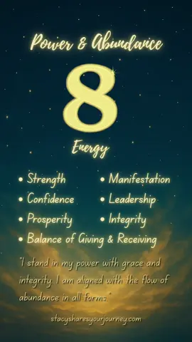 Numerology Affirmation for November 24, 2025 Universal Day Number: 8 Energy — Power, Momentum & Aligned Action Today carries a strong, confident, forward-moving vibration. The number 8 is the energy of empowerment, abundance, self-trust, and taking aligned steps toward what you desire. It’s a day for: • reclaiming your personal power • acting on plans instead of overthinking them • making confident decisions • setting boundaries that protect your energy • honoring your worth • focusing on long-term goals and stability • choosing actions that match your intentions The 8 energy supports momentum, confidence, and inner strength — but always through integrity. It asks you to stand tall, trust yourself, and move with purpose. #affirmations #numerology #energy #manifestation #universe 