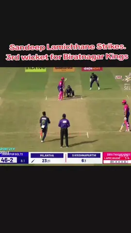 Sandeep Lamichhane Strikes. 3rd wicket for Biratnagar Kings  #foryou #nepalpremierleague #sandeeplamichhane #biratnagarkings #janakpurbolts 