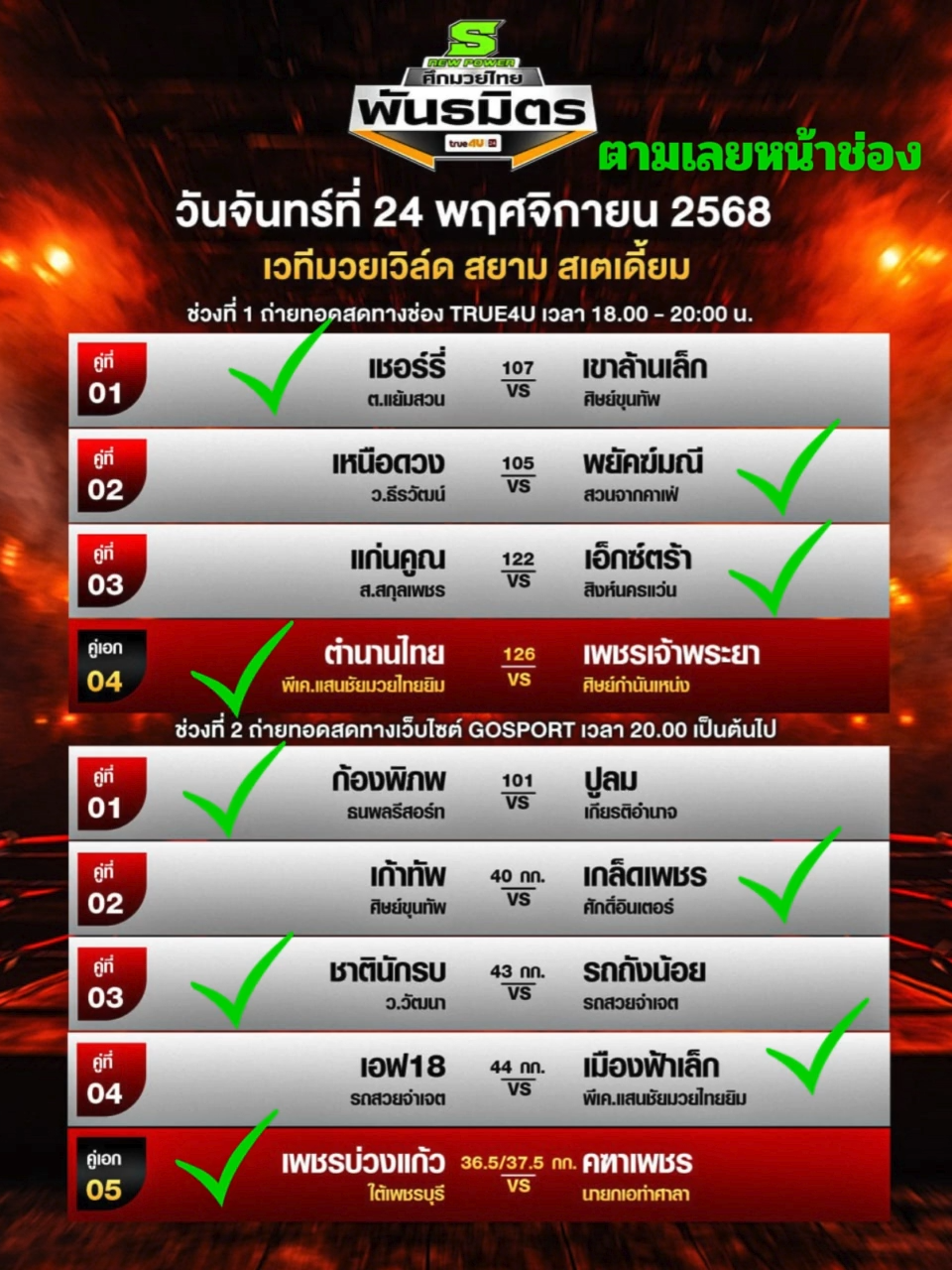 ศึกมวยไทยพันธมิตร วันจันทร์ที่ 24 พฤศจิกายน 2568 เริ่มชกตั้งแต่เวลา 18.00 น. #มวยวันนี้ #มวยสด #มวยไทย #มวยมันส์