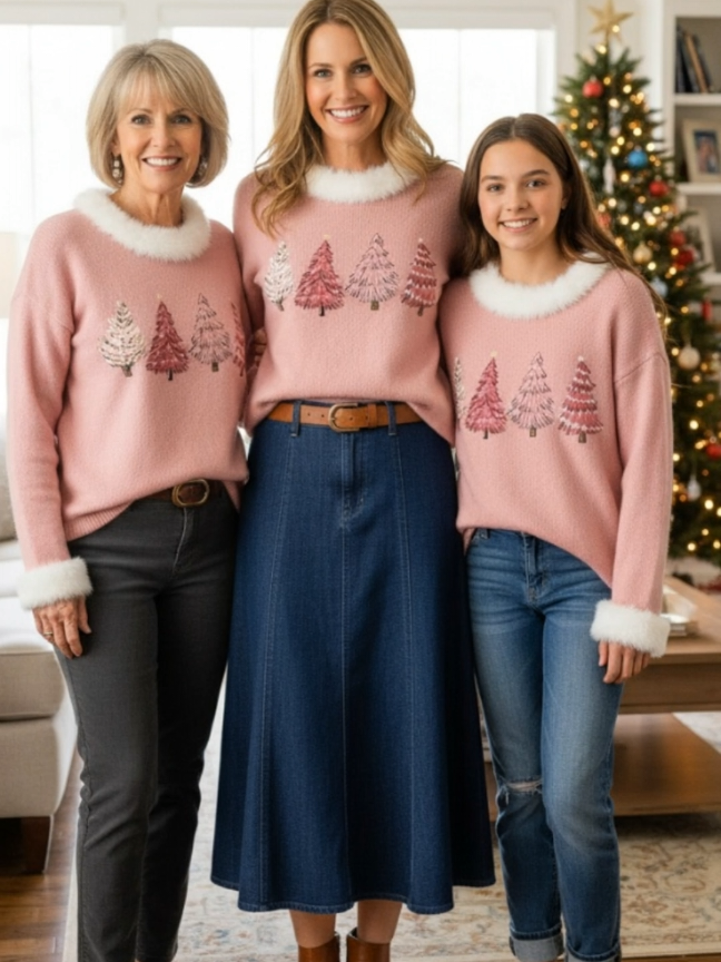 our Christmas gathering instantly becomes a cozy yet stylish fashion show!#Cherrybetty #sweatshirt #christmasootd #christmasparty #christmasgiftideas 