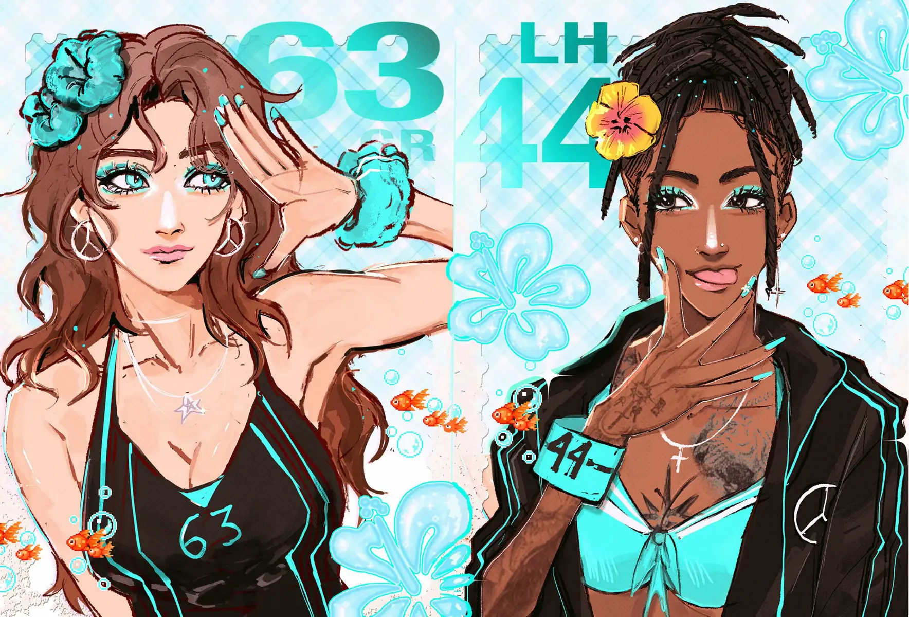 Gyaru fem #Britcedes 🌸🌸 tgk: kawaiidevochka  #lewishamilton #georgerussell #f1 #art 