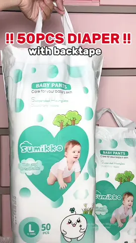50pcs sumikko diaper with disposal tape!☺️ #50pcsdiaper #50pcsdiaperpantsforbaby #sumikkodiaper50pcs #diaperwithdisposaltape #affordablediapers 