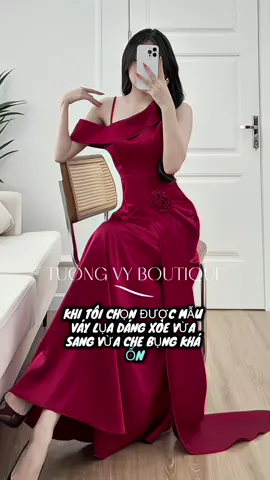 khi tôi chọn dc mẫu váy lụa dài vừa che bụng khá ổn#tuongvy98 #vaylua #vaydangdai #vayxinh #vayditiec 