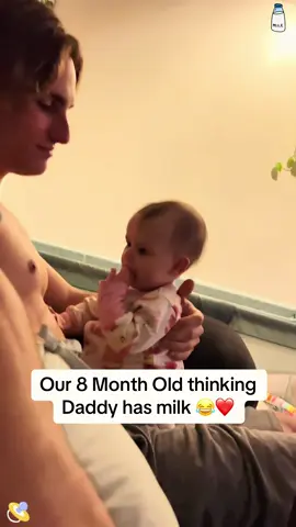 Baby thinking daday has milk #funny #baby #kids #cutebaby #funnyvideos #funnytiktok #fyp 