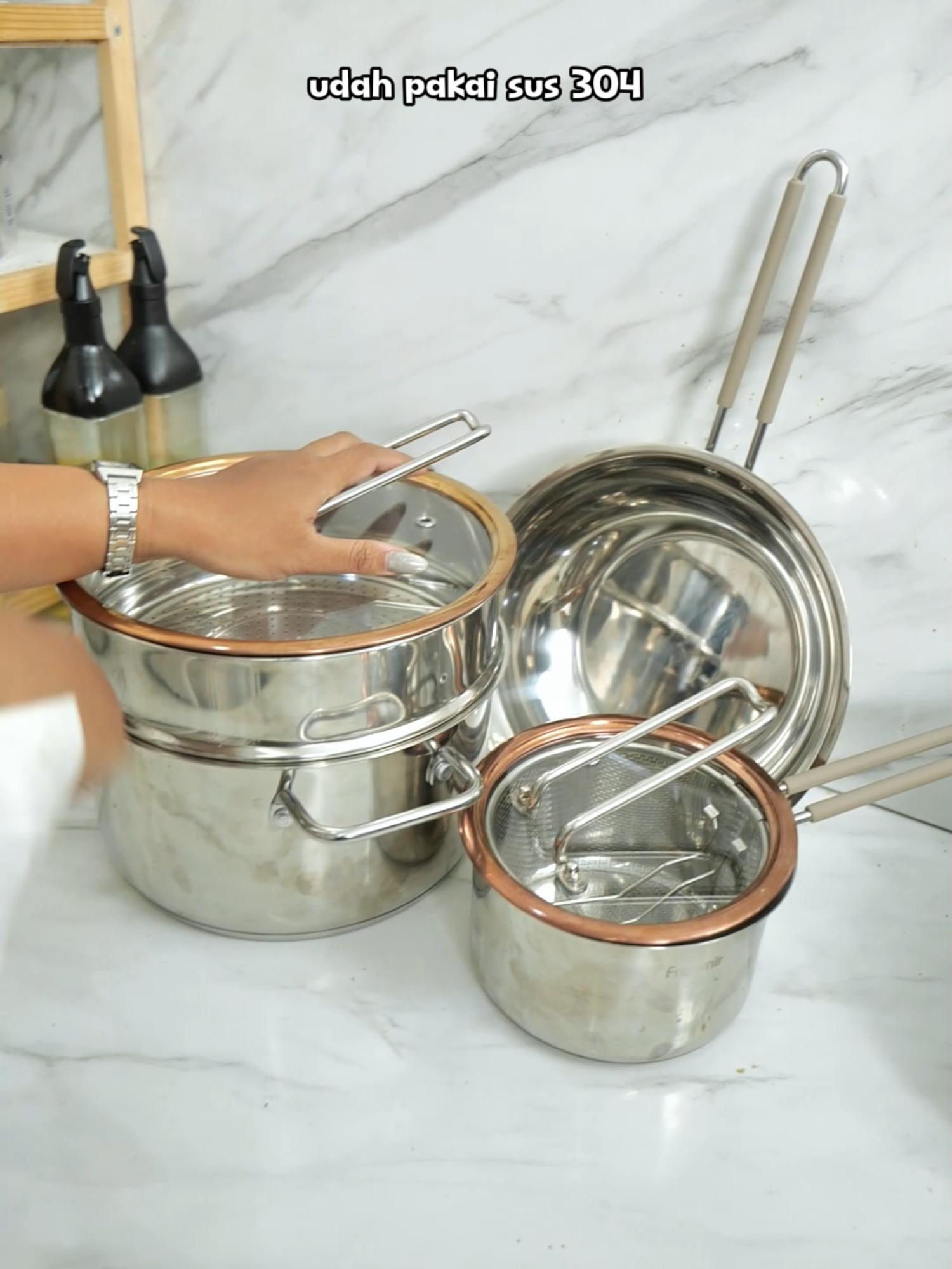 set stainless steel yang udah sus 304 semua 😍 #freemir #panci #stainless #pancistainless