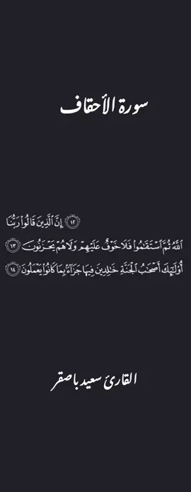 #إن_الذين_قالوا_ربنا_الله_ثم_استقاموا  #سورة_الأحقاف_الأية_13_14  #القارئ_سعيد_باصقر 