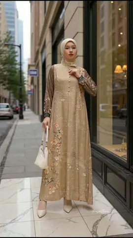 Fiana Gamis Kondangan Wanita Kekinian Motif Bunga Simple Elegan Terbaru by Ventedaily #gamis #dress #kondangan #muslimah #ootdfashion 