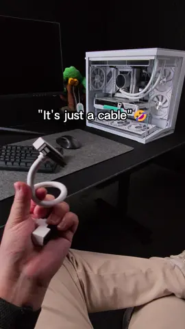 Ain’t just a cable… To keep everything in line with the pure white minimalist aesthetic, every part has to pull its weight. Fans, cables, you name it. So I swapped out those stock cables for the sleekest Hydrus cables — 24-pin, 8-pin GPU — all keeping the look clean and simple. 🤍 As for the fans? It’s a perfect mix of subtle RGB and infinite mirror — and inside this case? They’re absolutely stunning. ✨ #pc #gamingpc #pcgaming #gamingwhitepc #fyp 