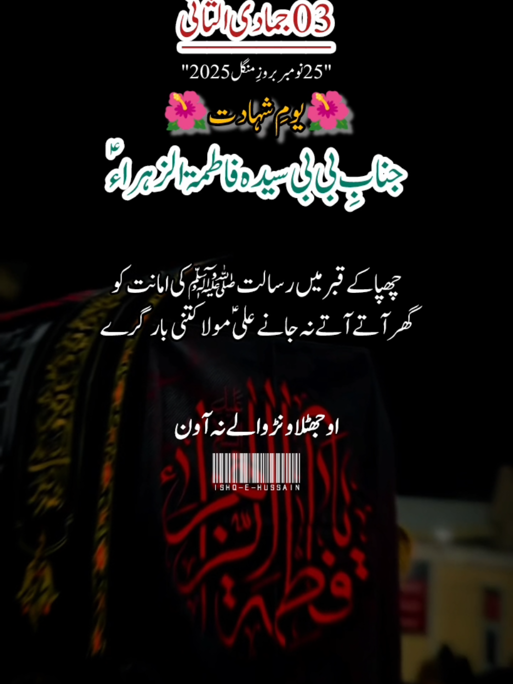 3 jamadi ul Sani status😭 / یا علی علیہ السلام میڈی میت اتے میڈا حق کھاونڑ والے نہ آون  Noha Qurban Jafri  Shahadat bibi Fatima Zahra sua .  .  .  #3jamadiulsani #bibifatimazahraص #yafatima #shahadatbibifatima #plztiktokdontunderreviewmyvideo @jafri @Dar e Ahlebait @فضل عباس 1214 @azadar-e-karbla1272 @𝐔𝐦𝐞 𝐅𝐚𝐭𝐢𝐦𝐚 ރ 