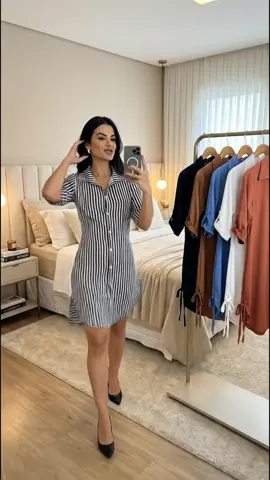 Vestido listrado perfeito 🥰💕#tiktokshop #vestido #vestidomidi #vestidolistrado #roupafeminina 