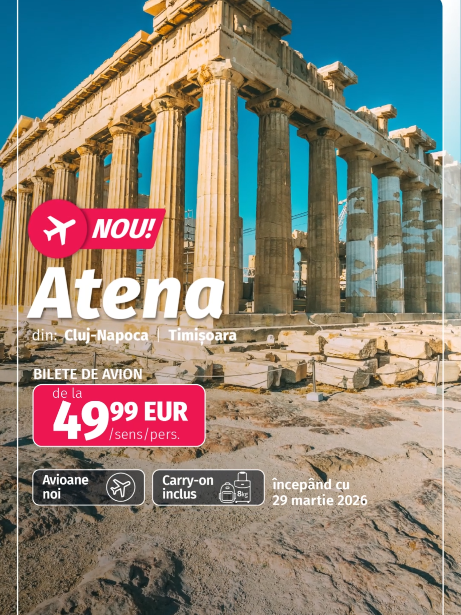 NOU! Atena cu zbor direct din Timișoara și Cluj ✈️ Un oraș plin de contraste, unde monumentele antice se ridică lângă cafenele moderne, iar străzile te poartă de la Acropole la cartiere creative pline de culoare 🎨. 👉 Rezervă acum pe www.animawings.com #AnimaWings #HeartOfRomania #FlySmart #Athena #Grecia