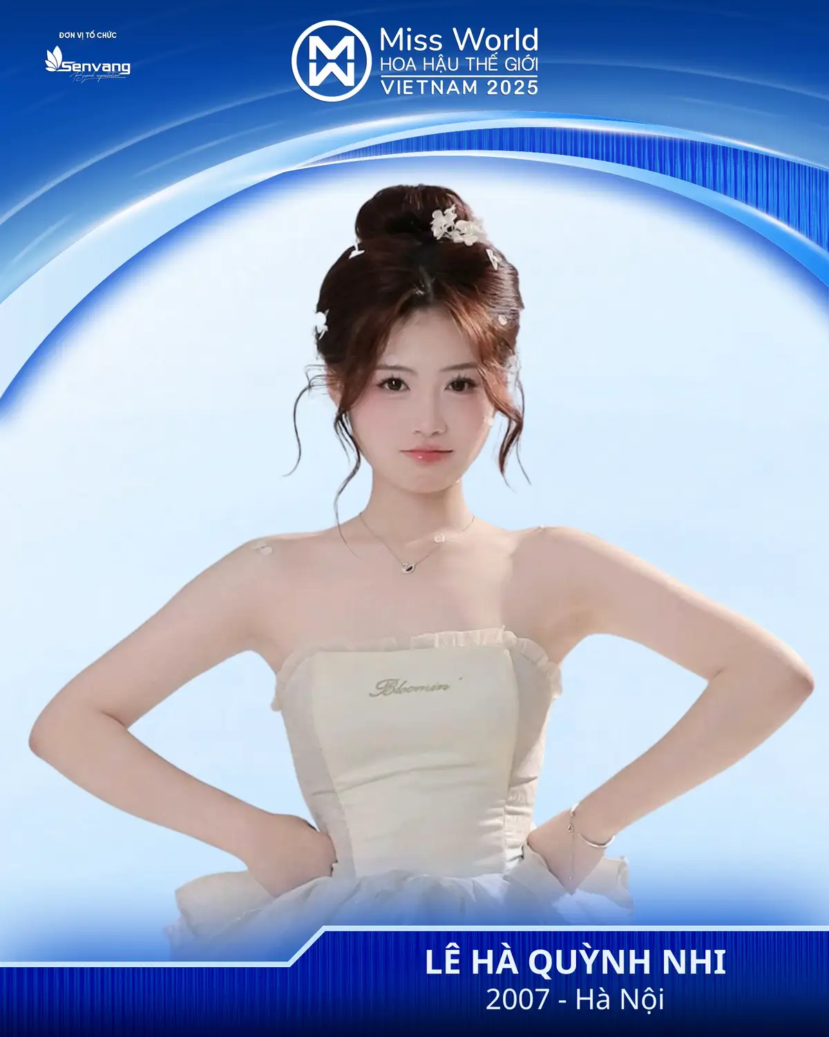 GIỚI THIỆU HỒ SƠ THÍ SINH MISS WORLD VIETNAM 2025 Họ và tên: LÊ HÀ QUỲNH NHI  Năm sinh: 2007 Quê quán: Hà Nội Chia sẻ khi đến với cuộc thi: Là tân sinh viên, em nhận thấy mình vẫn còn thu mình trong sự bao bọc của gia đình. Đến với cuộc thi, em không đặt nặng chuyện thắng thua mà muốn học hỏi từ hành trình của các anh chị đi trước, đồng thời thể hiện trí tuệ, sự tự tin và lòng nhân ái của một cô gái Việt Nam. Dù còn nhiều khuyết điểm và đôi lúc tự ti, em muốn xem đây là bước đầu để vượt khỏi vùng an toàn và trưởng thành hơn trên hành trình của chính mình. Thông tin đăng ký tham gia Miss World Vietnam 2025: 👉 LINK ĐĂNG KÝ: https://docs.google.com/forms/d/e/1FAIpQLScmAvXi0LV5ptwE59pk6gJtKID_10AV6nb175wDIIA2uvW8YQ/viewform?usp=dialog 📩 Email: info@senvangvn.com 📍 Công ty Cổ phần Quảng cáo Thương mại Sen Vàng – 6D Trường Sa, Phường Gia Định, TP. Hồ Chí Minh #MissWorldVietnam #MissWorldVietnam2025 #MWVN #MWVN2025 #SenVang 