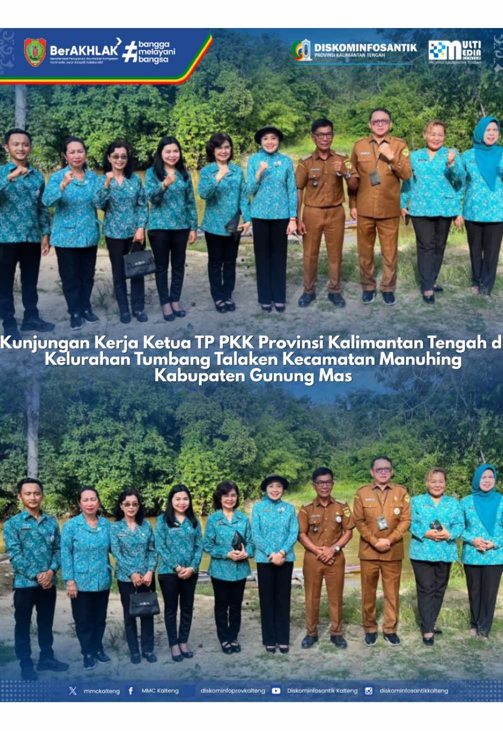 Ketua TP PKK Provinsi Kalimantan Tengah, Aisyah Thisia Agustiar Sabran melaksanakan Kunjungan Kerja ke Kelurahan Tumbang Talaken, Kecamatan Manuhing, Kabupaten Gunung Mas, pada Senin (24/11/2025). Dalam agenda ini, beliau turut membuka dan memantau langsung pelaksanaan Bimbingan Teknis Pokja I–IV TP PKK Provinsi Kalteng sebagai upaya memperkuat kapasitas kader dalam menjalankan 10 Program Pokok PKK. Kegiatan ini juga dirangkaikan dengan layanan cek kesehatan gratis bagi masyarakat, sebagai bentuk komitmen TP PKK dalam mendorong kualitas hidup keluarga dan peningkatan kesejahteraan di tingkat kelurahan. Follow @Diskominfosantikkalteng untuk update resmi seputar Pemprov Kalteng 📌 #DiskominfosantikKalteng #PemprovKalteng #KalimantanTengah #KaltengMaju  #KaltengBerkah    