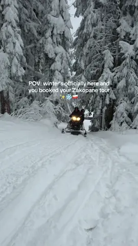 Have you booked yours yet 👀 Your winter wonderland plans just got better… Last-minute offer alert! Book our Zakopane & Snowmobile Adventure tour for 25th - 28th November to receive your discount. Just in time for the PERFECT weather conditions this week 🤭 Zakopane & Snowmobile Adventure (all day) tour:  📣 FREE pick up & drop off in Krakow 1. Visit Chocholow, UNESCO wooden village & 2. Sculptor’s Hut: Meet a local artist & see inside a traditional wooden house 3. Snowmobile Ride (rental fee to be paid on site)  4. Stop at a Highlander Hut for some cheese & mulled wine tasting  5. Spend free time in Zakopane  6. Relax at the famous Thermal Baths  #zakopane #wintertravel #krakowthingstodo #snow #snowmobile 