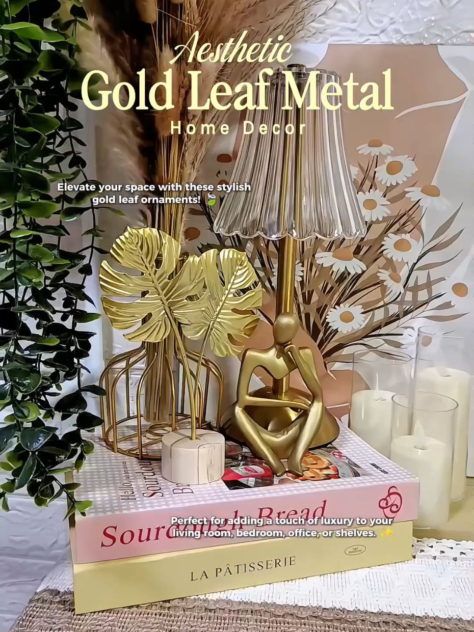 “Make your space look sosyal on a budget 😍✨  These Gold Leaf Decor pieces will instantly level up your home 🏡💛 Classy, modern, and perfect for any aesthetic setup ✨  #GoldLeafMetalDecor #HomeDecor #AestheticHome #Minimalistdecor #TiktokMadeMeBuyIt 