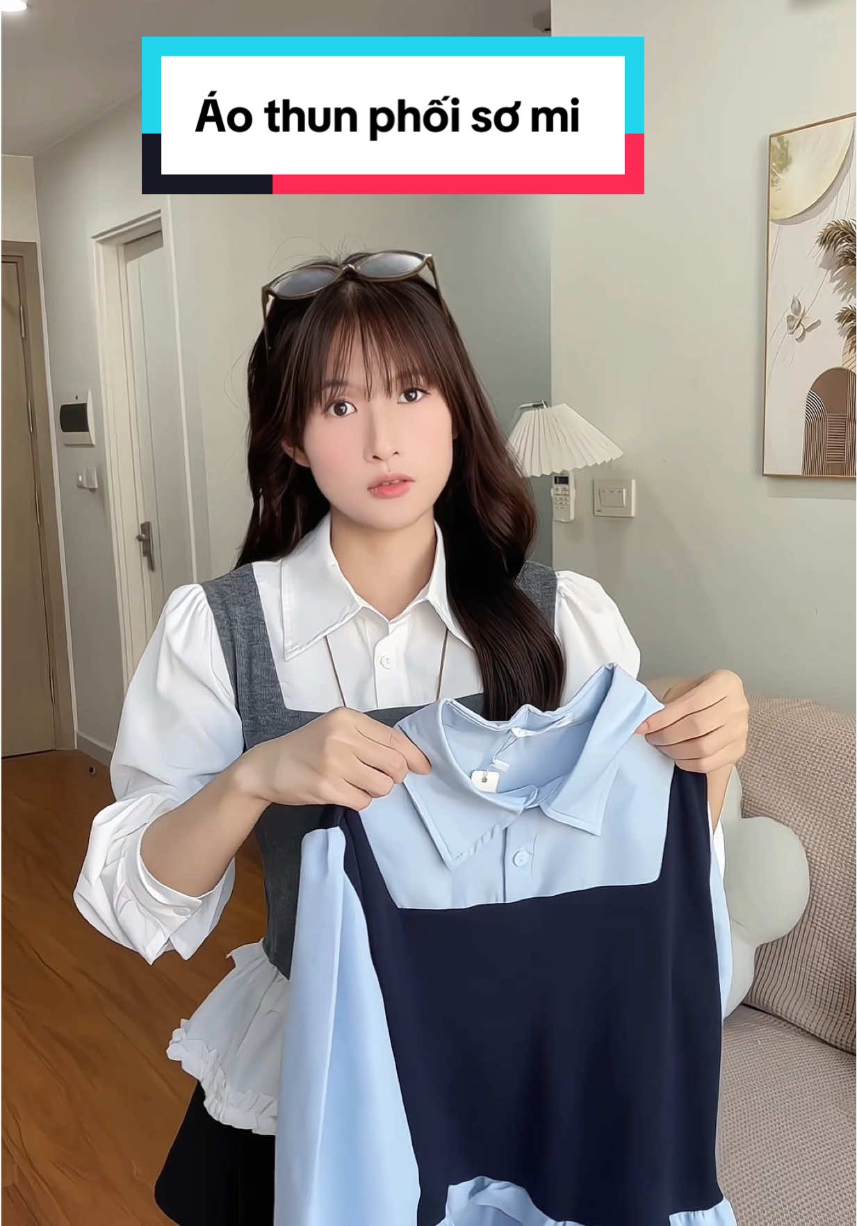 Áo thun phối sơ mi #aothun #somi #gile 