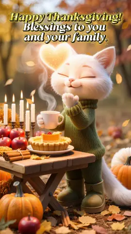 “Soft Moments. Warm Hearts. 🧡❄️” Thanksgiving Peace & Love 🦃🤍 #fyp #viral #foryou #cuteanimals #kawaii