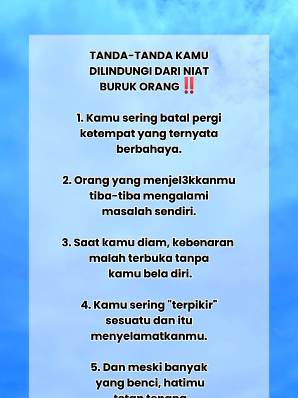 Tanda-tanda kamu di lindungi dari niat bvruk orang ‼️ #quotes #quoteskehidupan #ceritakehidupan #nasehatkehidupan #fypシ゚ 