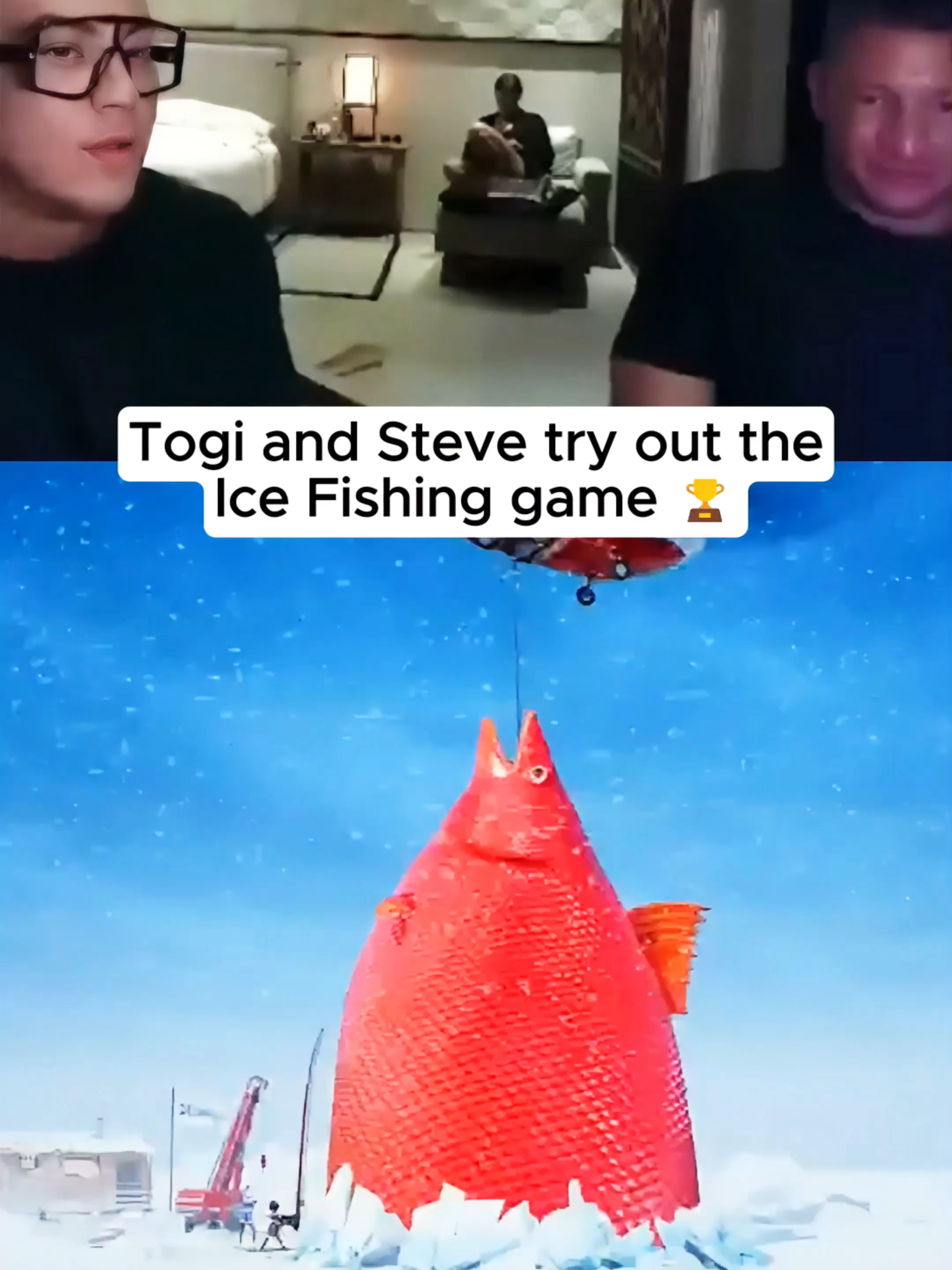 Togi and Steve try out the Ice Fishing game 🏆 #kickstreaming