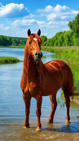 “Um cavalo majestoso bebendo água em um lago cristalino, cercado por um lugar lindo e tranquilo, onde a natureza parece respirar paz e beleza.” #CavaloBebendoÁgua #NaturezaLinda #CavaloMajestoso #BelezaNatural #CavaloSelvagem 