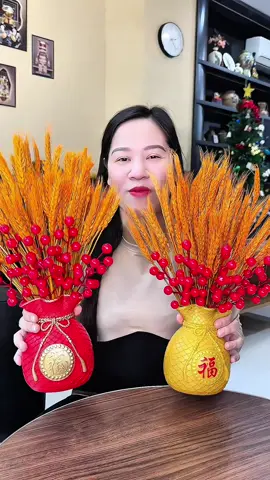 Bộ Bình Hoa Tài Lộc Bông Lúa Mạch 3 Món Gồm 1 Bó Lúa Mạch + 5 Nhánh Đào Đông +Bình Căm Decor Lọ Hoa Decor Phòng Trang Trí Nhà Bình Lúa Thần Tài, Lúa Thần Tài