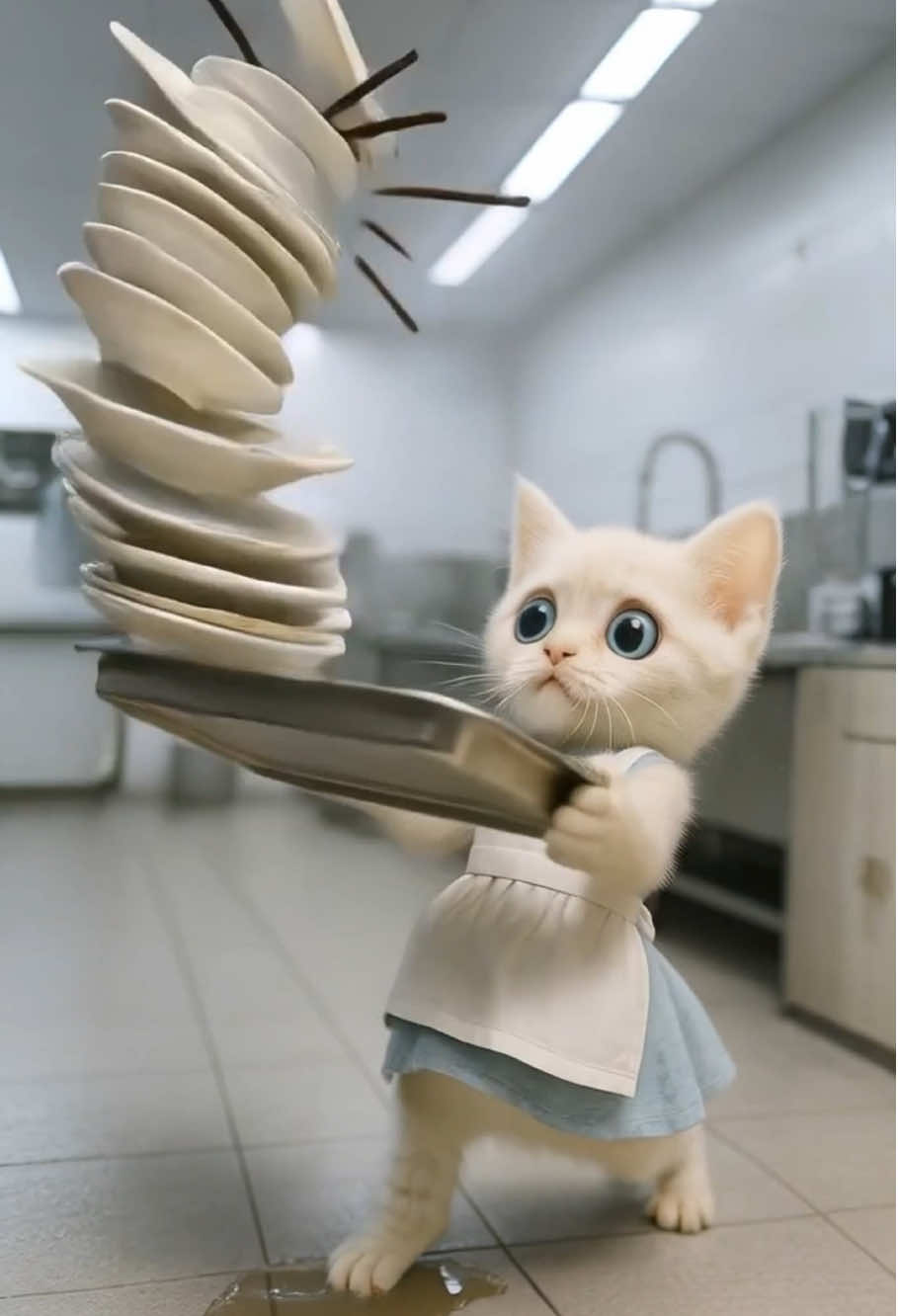 Broke all the restaurant's dishes and the manager's wrath #poorcat #cat #catlover #viral #trending 