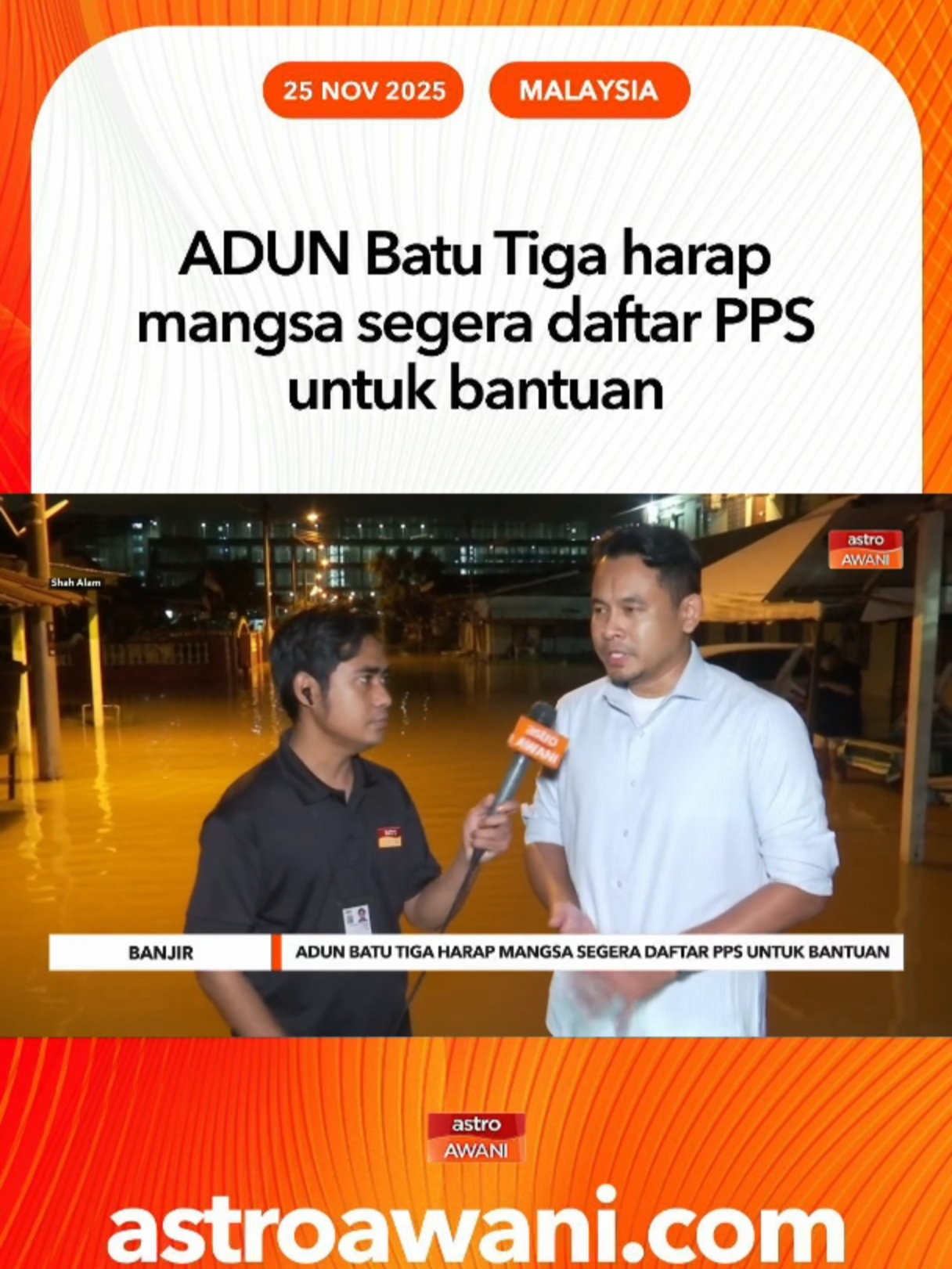 Padang Jawa dilanda banjir kilat selepas hujan lebat dan air pasang. PPS dibuka awal dengan 290 mangsa dipindahkan sementara kerja mitigasi dipertingkat. #AWANInews