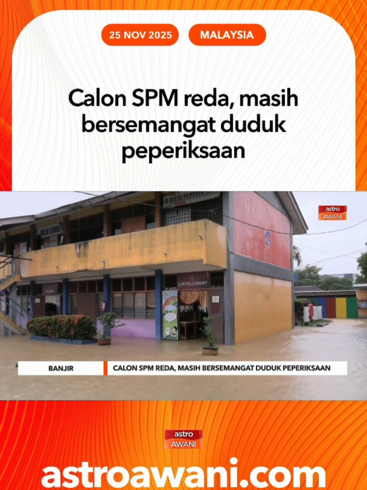 Lebih 30 pelajar di Sekolah Menengah Kebangsaan Changlun berdepan dugaan dan detik sukar apabila rumah dinaiki air sehari sebelum peperiksaan bertulis Sijil Pelajaran Malaysia (SPM) bermula. #AWANInews