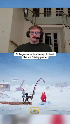 College students attempt to beat the ice fishing game #kickstreaming 