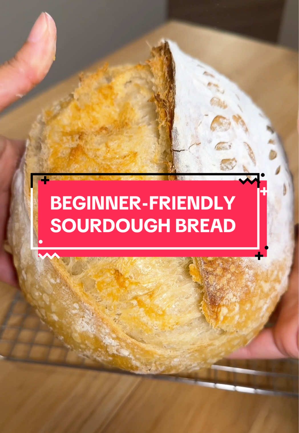 🍞 Beginner-friendly Sourdough Bread Tutorial 🍞  New to sourdough? Start at 65% hydration! Here’s why 👇 🥖 Easier to handle (not super sticky) 💪 Stronger gluten with less effort ⏱️ Slower, more predictable fermentation ✨ Way easier to shape + score  325g filtered water 100g active starter 500g unbleached bread flour 10g salt Bake at 450°F with the lid on for 25 minutes, then drop to 400°F, remove the lid, and bake for another 25 minutes. #creatorsearchinsights #sourdough #sourdoughbread #sourdoughforbeginners #sourdoughtutorial