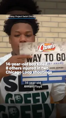 A teen boy killed in a shooting in Chicago’s Loop on Friday night has been identified as 14-year-old Armani Floyd. Chicago police say Floyd was one of two people shot in the 100 block of South Dearborn on Friday night, roughly an hour after a different shooting that injured seven others just a few blocks away.  Tap the 🔗 in our bio for details #chicago #chicagoloop #crime #downtownchicago