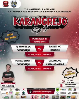Jadwal Pertandingan Hari Selasa Tanggal 25-November-2025  #spartakcupkarangrejo3   #volleyplastik    #fyp 
