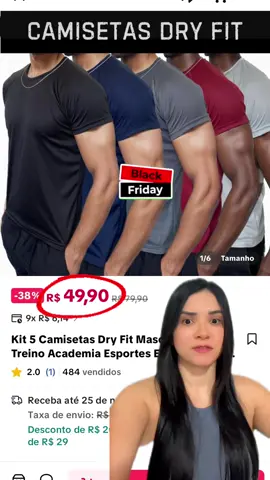 Kit 5 camisas dry fit masculina 