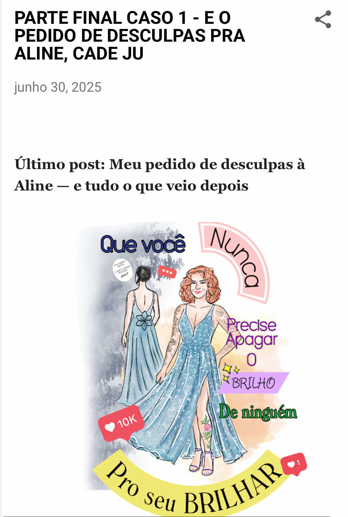 Respondendo a @llleal_llleal Então, linda… é aqui que vocês não entendem nada. Eu não tenho que pedir desculpa pra ninguém. Porque eu não cometi crime nenhum. Não sou eu que tenho um histórico de um ano inteiro de perseguição, difamação, calúnia e mentira. Não sou eu que deixei um rastro de ataques e um crédito criminal aberto no meu nome. São elas. E aí eu te pergunto: Por que ninguém vai lá cobrar que elas peçam desculpa pelo inferno que fizeram na minha vida por mais de um ano? Pelas noites que eu perdi. Pelos momentos com meus filhos que eu nunca mais vou recuperar. Pela falência que elas me causaram. Pelos ataques de ansiedade, pelas crises de pânico, pela depressão e sim, até pela tentativa de suicídio que quase tirou a minha vida. Por que ninguém cobra isso delas? Só de mim? É muito conveniente, né? Mas deixa eu te explicar uma coisa — não porque eu ache que você vai entender, já que o nível de cognição de metade dos seguidores da Patrícia é subterrâneo — mas porque é necessário dizer: A vítima não pede desculpa. Eu não tenho nenhum inquérito contra mim. Nenhum crime, nenhum processo, nada. Agora… contra elas? Tem. E tem prova. Muita prova. O meu “crime” foi confiar em gente invejosa, frustrada, que viu na minha dor uma chance de ganhar engajamento, view, monetização e uns 15 minutos de fama às custas da minha destruição. E quando eu tentei fazer o certo lá atrás, quando eu pedi desculpa, quando eu tentei resolver… Elas pegaram isso, distorceram tudo e me atacaram ainda mais. Então não, meu bem. Se você está esperando um pedido de desculpa da minha boca, pode sentar — porque você não vai ver. Agora eu estou fazendo justiça. E justiça não é sobre desculpa. Justiça é sobre provar quem tá mentindo e quem tá falando a verdade. E eu tenho como provar cada palavra que eu digo. Elas? Só têm um monte de recorte mal feito, áudio cortado e uma narrativa criada pra manipular gente que acredita no primeiro vídeo que aparece. Na internet, elas podem enganar. Na justiça, não. E é exatamente por isso que agora elas estão desesperadas. #estilistajuliana #vitimasdaestilista 