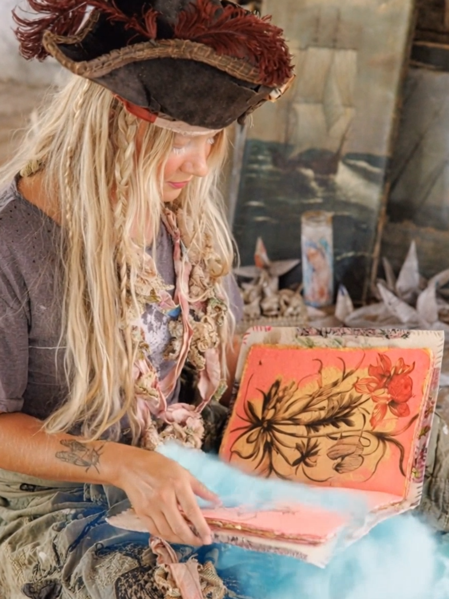 Writing poems in coveralls… because why not? 🌊💞 Find Poesie Sur Les Fleurs Notebook and Mother Nature Coveralls on magnoliapearl.com!  #newrelease #boho #Love #malibu #magnoliapearlclothing #fashionart #texas #bohostyle #collectionbox #california #artfulfashion #robinbrown #magnoliapearl #notebook #coverallsoutfit #overalls #falloutfit