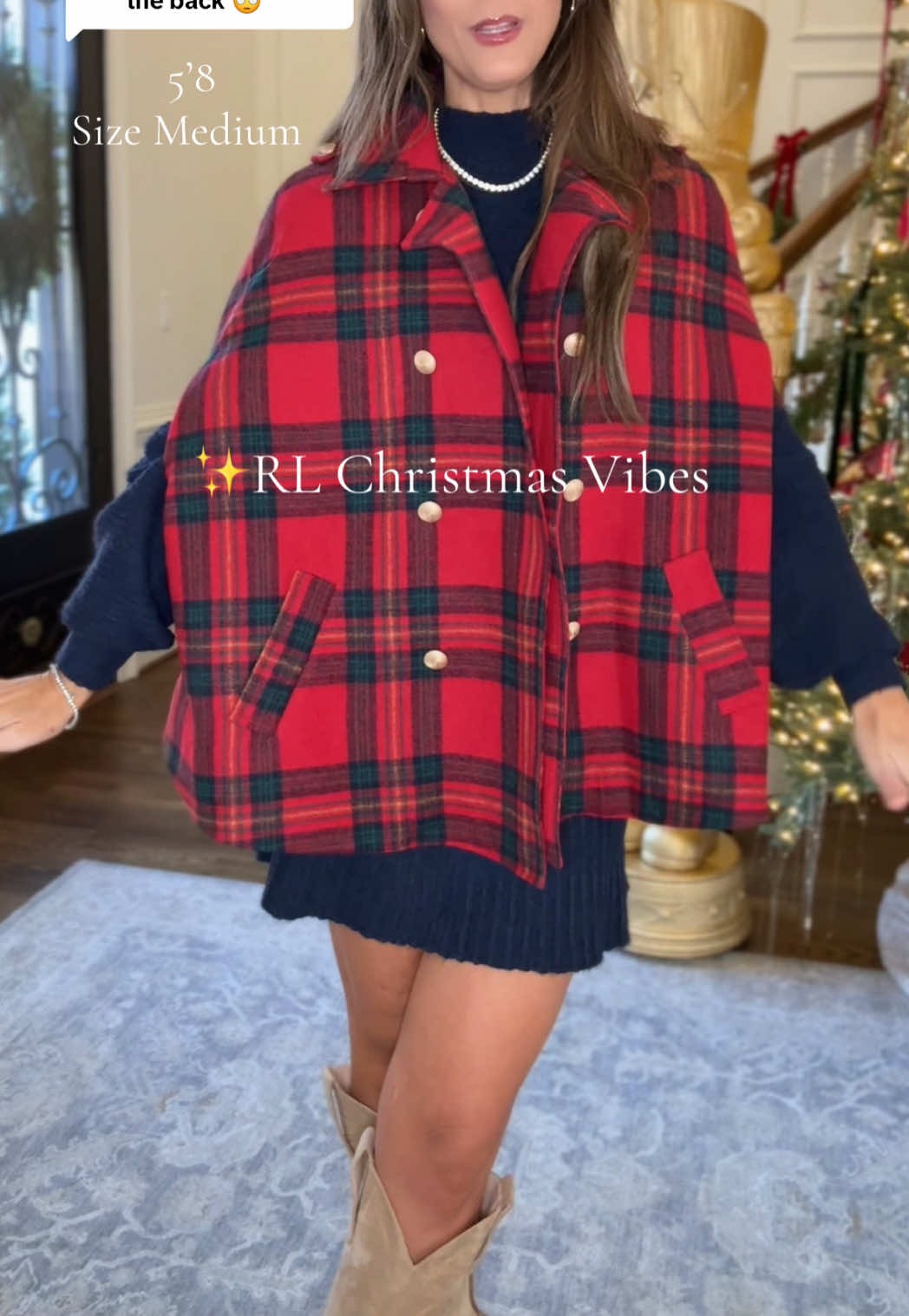 Replying to @Sharon_USA1 here’s a look at the back of this stunning plaid cape/jacket! Such a gorgeous piece that will be perfect for the holidays! #cape #christmasoutfit #plaid #tiktokshopblackfriday #tiktokshopcybermonday 