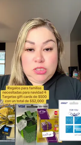 Regalos para navidad 4 Targetas de $500 un total de $$2,000#regalos #navidad #giftcards #family #ayudabenefica 