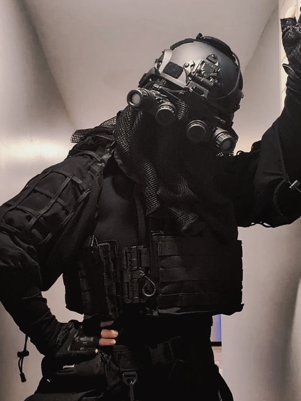 We love the egirl baddies tho 🖤 #tactical #funny #cosplay #masked #relatable 