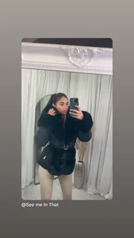 Faux fur belted winter coat. In the black colour. #winter #coat #jacket #fur #warm