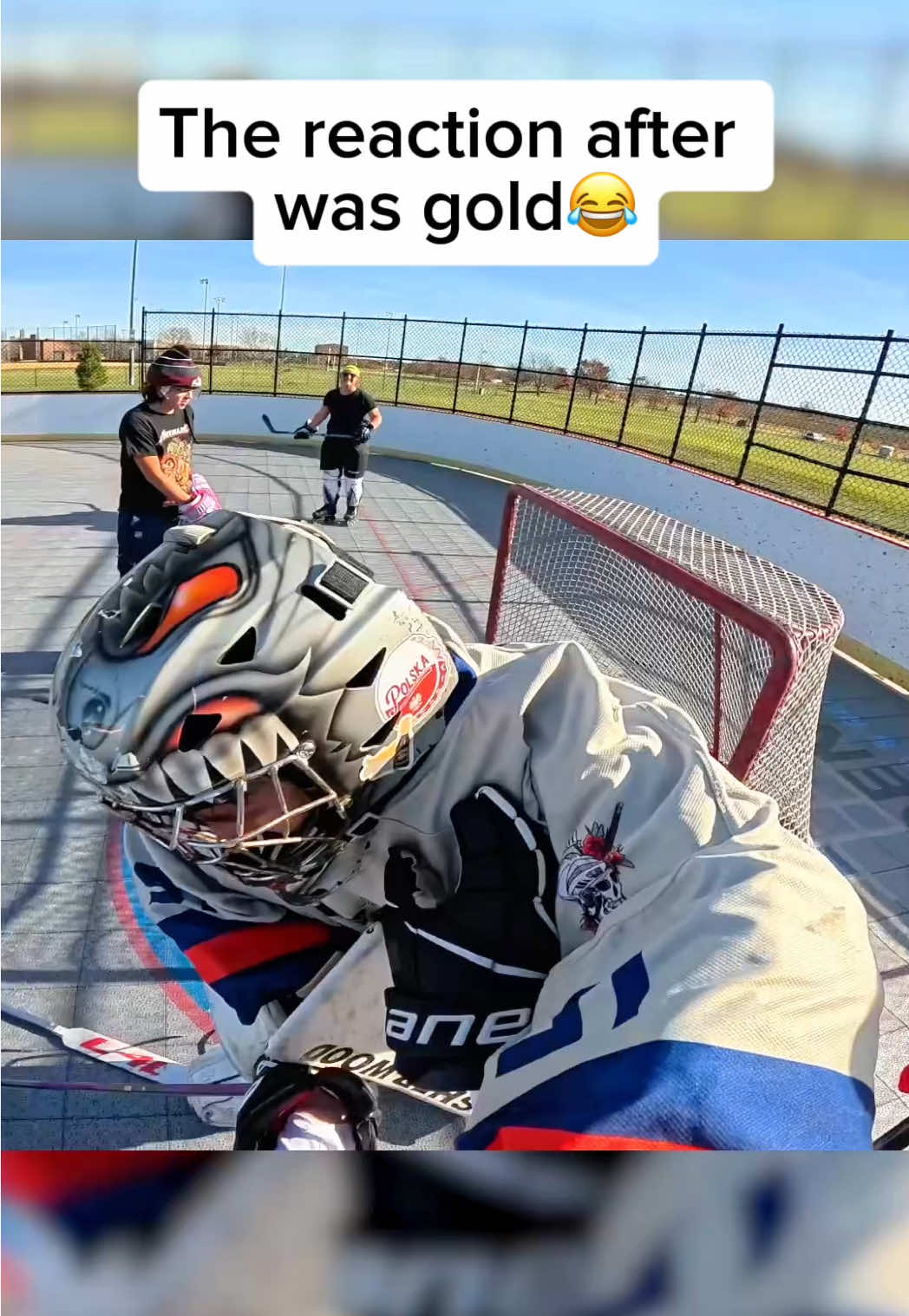 Goalie was throwing hands 😂😅 #hockey #hockeyfyp #kazxi 