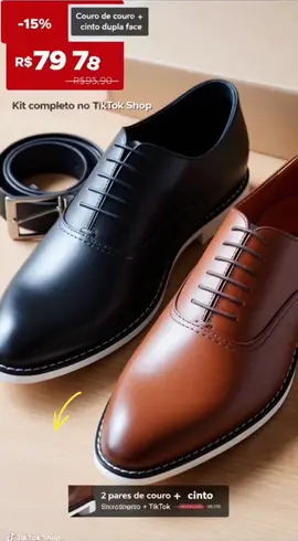 Kit 2 pares de sapatos + cinto dupla face #fypシ゚ 