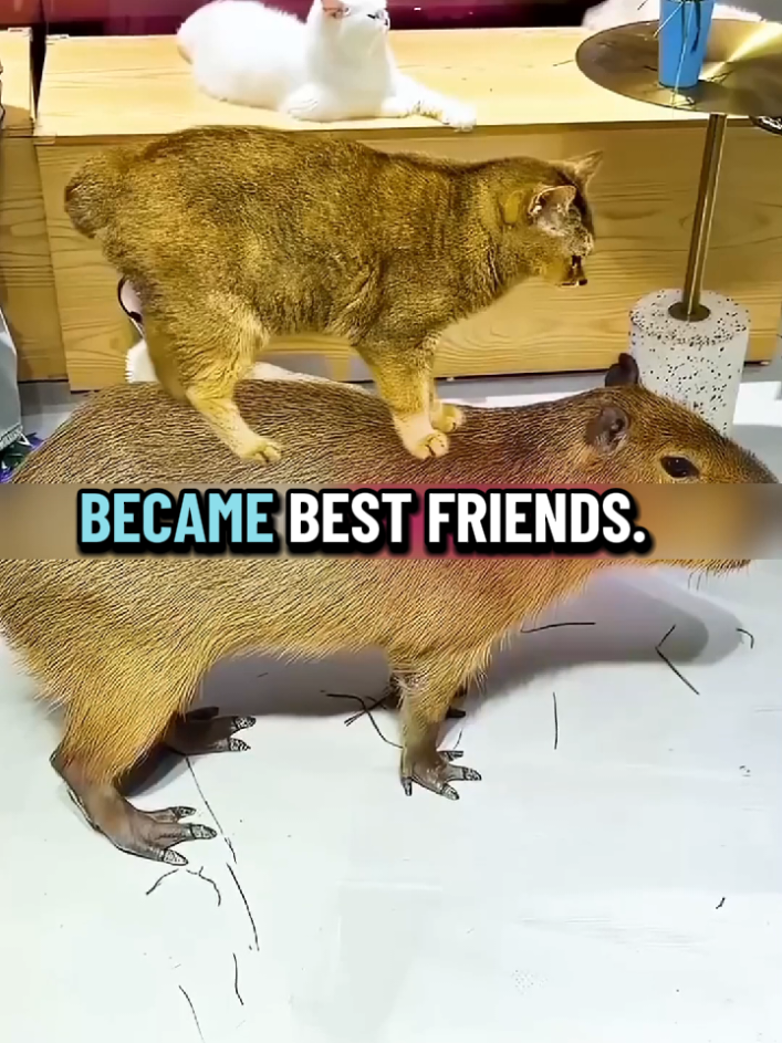 When a Cat Meets a Capybara  🦫🐱 #cat #capybara  #oscarfamily #fyp #unitedstatesofamerica🇺🇸 
