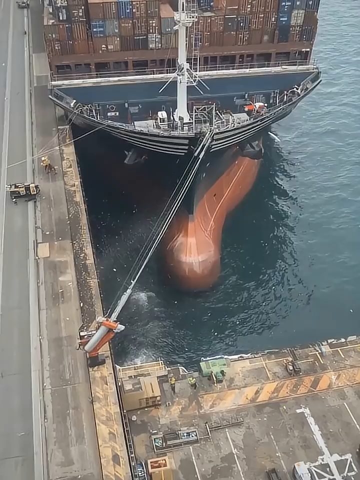 Heavy Loaded Ship Crashing Port #cctv #cctvcamera #cargoship #cargo #sea #ship #viral #ai