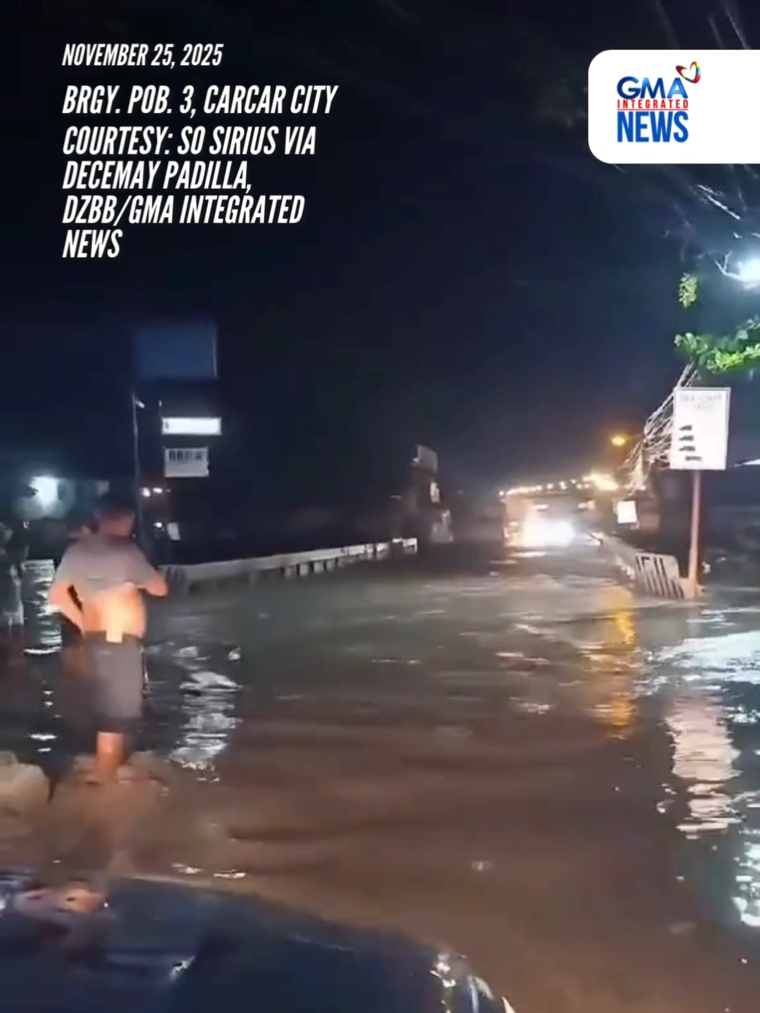 PANOORIN: Kasalukuyang nakararanas ng pagbaha sa Nellas Bridge, Barangay Poblacion 3 sa Carcar City dahil sa epekto ng Bagyong #VerbenaPH. Courtesy: So Sirius via Decemay Padilla, DZBB/GMA Integrated News #GMAIntegratedNews #BreakingNewsPH