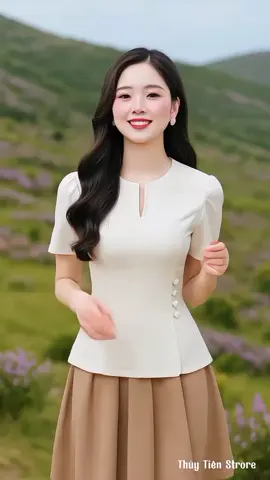 Áo sơ mi peplum cổ tròn chất vải mềm mại #xuhưongthoitrang #thoitranghottrend #thuytienstrore 