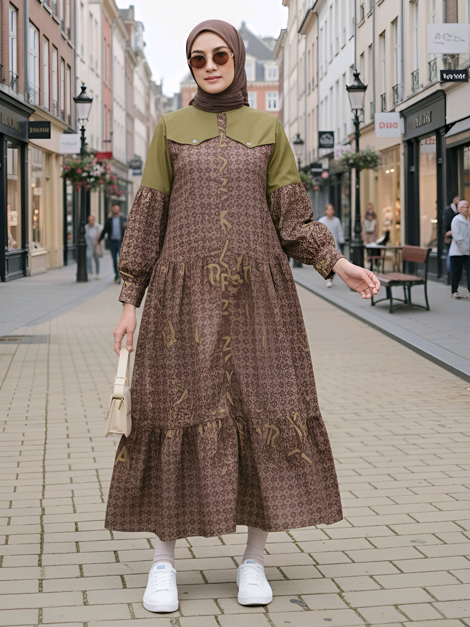 Korina Midi Dress Katun Printing Terbaru Muslim Wanita Dewasa Motif Panjang #gamiskekinian #ootdhijab #gamis #bajucantik #gamiscasual 