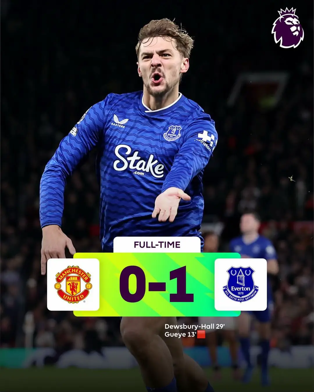 The 10 men of @Everton take all three points at Old Trafford 💙 #PremierLeague