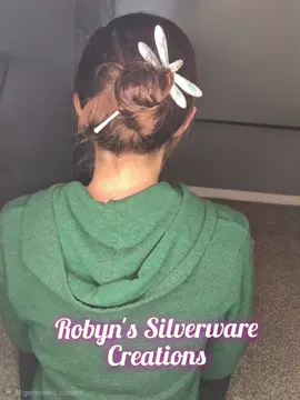Someone asked if I could make a dragonfly hair stick out of silverware so I gave it a shot and this is how it turned out 😊 #handmadewithlove #hairstick  #ChallengeAccepted #hair 